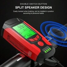 1 Đồng hồ đo tốc độ xe đạp đa chức năng có đèn, màn hình hiển thị pin, còi, đèn trước xe đạp có thể sạc lại qua USB - màu đen - Xem 3