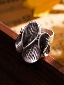 1pc Vintage, Unique, Creative Zinc Alloy & Rhinestone Geometric Decorated Open Ring For Women, Girls, Party Gift - Antique Silver - View 11