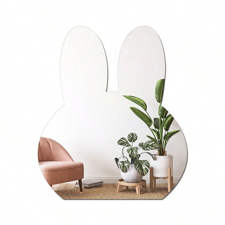 1pc Cute Rabbit Shaped Mirror Decorative Wall Sticker, 2mm Acrylic ...