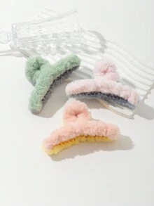 3入組毛絨直線髮卡,適用於母親、禮物、女友、家庭成員 - 彩色 - 查看 3