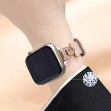 1pc Rose Gold & Apricot Ladies' Leather Heart-Shaped Valentine'S Day Watch Band, Compatible With 38/40/41/42/44/45/49mm Apple Watch Ultra/Se/8/7/6/5/4/3/2/1