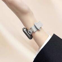 1pc Rose Gold & Apricot Ladies' Leather Heart-Shaped Valentine'S Day Watch Band, Compatible With 38/40/41/42/44/45/49mm Apple Watch Ultra/Se/8/7/6/5/4/3/2/1