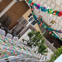 1PCX3M Hawaiian Luau Summer Tiki Bar Tropical Party Decor, Tropical Island Beach Supplies Tissue Colour Flower Garland Long Tropical Multicolored Paper, Multicolor Garland Flower Banner, Tropical Birthday Shower Wedding Party Decorations, Home Decor, Room Decor, Wall Decor Gifts Graduation