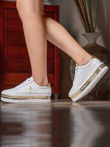 GuGi Women Wedge Sneakers - 金色 - 查看 4