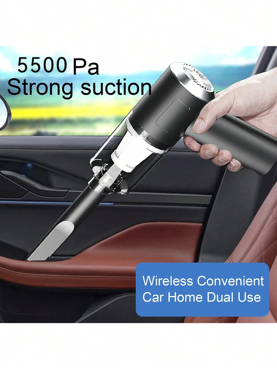 黑色汽車無線充電吸塵器,全自動,高功率迷你強力吸力