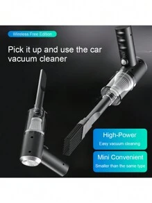 黑色汽車無線充電吸塵器,全自動,高功率迷你強力吸力 - 黑色 - 查看 9