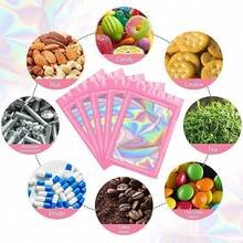 10入組全息激光彩色加厚聚酯塑料袋,用於珠寶零售存儲、禮品包裝拉鍊袋,具有防味特性 - 粉色 - 查看 3