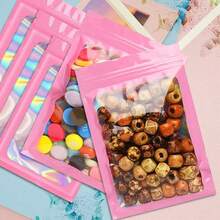 10入組全息激光彩色加厚聚酯塑料袋,用於珠寶零售存儲、禮品包裝拉鍊袋,具有防味特性 - 粉色 - 查看 4