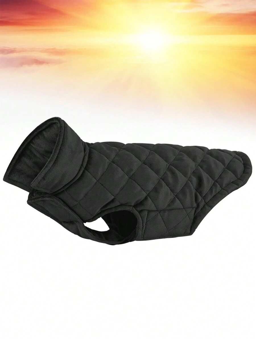 秋冬款絨面寵物衣服,可調節保暖狗貓馬甲,適用於小型到大型品種 - 黑色 - 查看 1