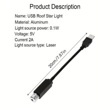 1pc Galaxy LED Car Roof Star Projector - Ambient Atmosphere Lights For Interior Decoration And USB Plug - Multicolor - View 10