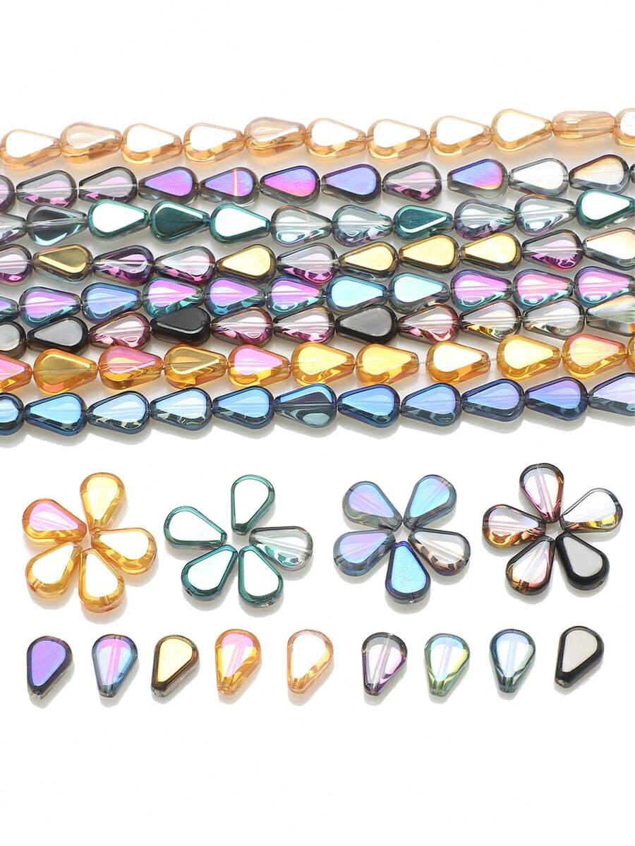30 顆 8*11 毫米刻面水晶玻璃淚滴珠,帶有中孔,電鍍顏色,適合 Diy 珠寶製作,如項鍊、手鍊、耳環等。