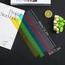 创意绘画工具 20厘米彩色塑料尺带刻度，透明文具直尺，适用于小学生，1支装，尺子 - 藍色 - 查看 9