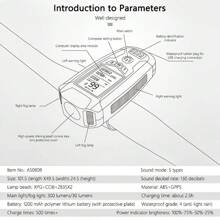 1 Đồng hồ đo tốc độ xe đạp đa chức năng có đèn, màn hình hiển thị pin, còi, đèn trước xe đạp có thể sạc lại qua USB - màu đen - Xem 7
