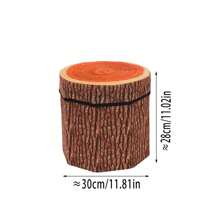 Faux Plant Print Storage Ottoman, With Foldable Velvet Storage Stool For Sitting Or Storing Various Kinds Of Items, Octagon Shaped - Brown - View 2