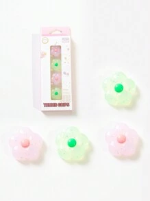 Agitomo 4pcs/Set Flexible Silicone Flower Joystick Caps Compatible With Switch/Switch Oled/Switch Lite/Joy-Con - Multicolor - View 2
