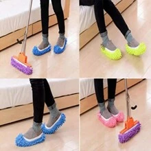 1pc, Mop Slippers, Microfiber, Mop Slippers For Cleaning Houses, Floor Cleaning Tools, Soft Washable And Reusable Shoe Covers, Microfiber Feet. - Purple - View 5