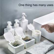 1 件創意長方形雙格桌面收納盒,帶蓋和夾式抽屜,用於分類牙籤等小物品 - 白色 - 查看 3