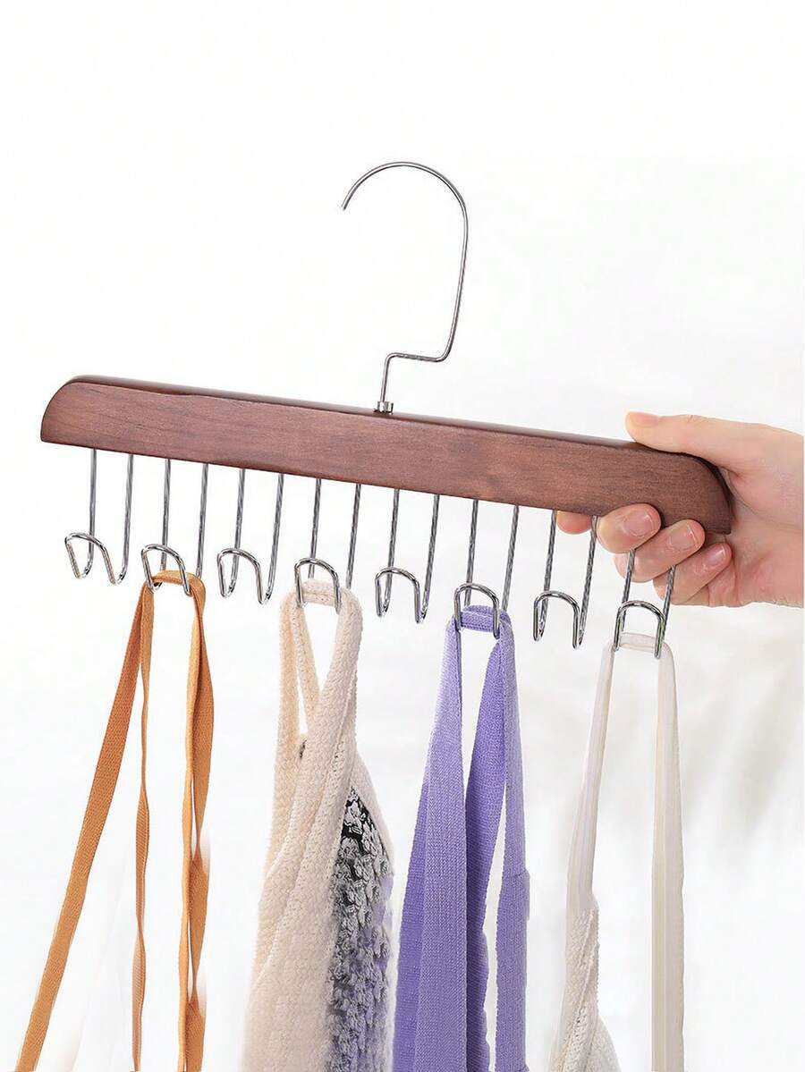 1 件 8 鉤多功能木衣架,適用於衣服、領帶、皮帶、圍巾、胸罩,非常適合宿舍裝飾和晾衣 - 棕色 - 查看 1