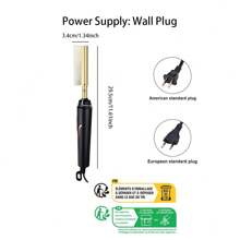 2-In-1 Electric Hot Comb - Ceramic Straightening Comb,Hair Straightening Comb Hair Straightener Brush 60-Minute Auto Shut-Off For Home Use - Gold - View 10