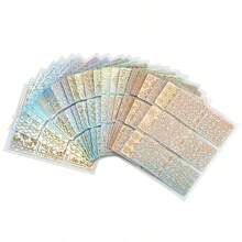 12/24張混合激光切割貼紙,美甲印花板套裝,美甲空心貼紙,美甲版模板,美甲印花指甲油模板,美甲板套裝 - 彩色 - 查看 9