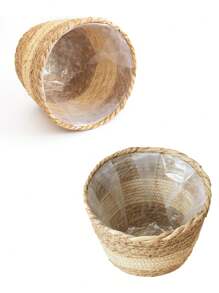 1入組編織籃花園創意植物盆,室內/室外桌上裝飾 - 米色 - 查看 8