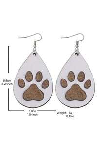 1對新款時尚貓爪腳印水滴形耳環,作為女性聖誕禮物 - 棕色 - 查看 6