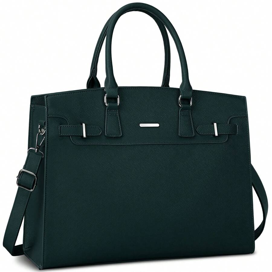 Laptop Bags For Women Tote Bag 15.6 Inch Ladies Leather Large Laptop Work Handbag Designer Business Office Computer School Shoulder Bag - Dark Green - View 1