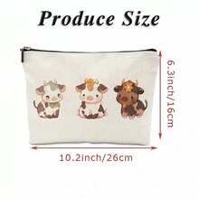 1pc Cute Printed Cow Pattern Cosmetic Bag For Women, Portable Handheld Toiletry Storage Organizer, Travel Bag - Multicolor - View 4
