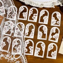 1 件裝 30 件復古風格日記貼紙、diy 裝飾材料貼紙、剪貼簿創意用品、手機/電腦/筆記型電腦美學配件（隨機 4 款） - 紅木色 - 查看 6