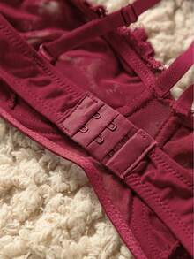 CHASE SECRET Của phụ nữ Lưới trong suốt Đính đá Ren Bras Và Quần nữ Nội y sexy Bộ - Đỏ - Xem 7