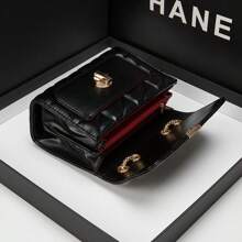 復古經典款手拿包女士手提肩背斜挎鏈帶包 - 黑色 - 查看 7