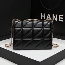 復古經典款手拿包女士手提肩背斜挎鏈帶包 - 黑色 - 查看 9