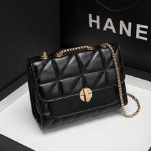 復古經典款手拿包女士手提肩背斜挎鏈帶包 - 黑色 - 查看 3