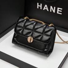 復古經典款手拿包女士手提肩背斜挎鏈帶包 - 黑色 - 查看 1