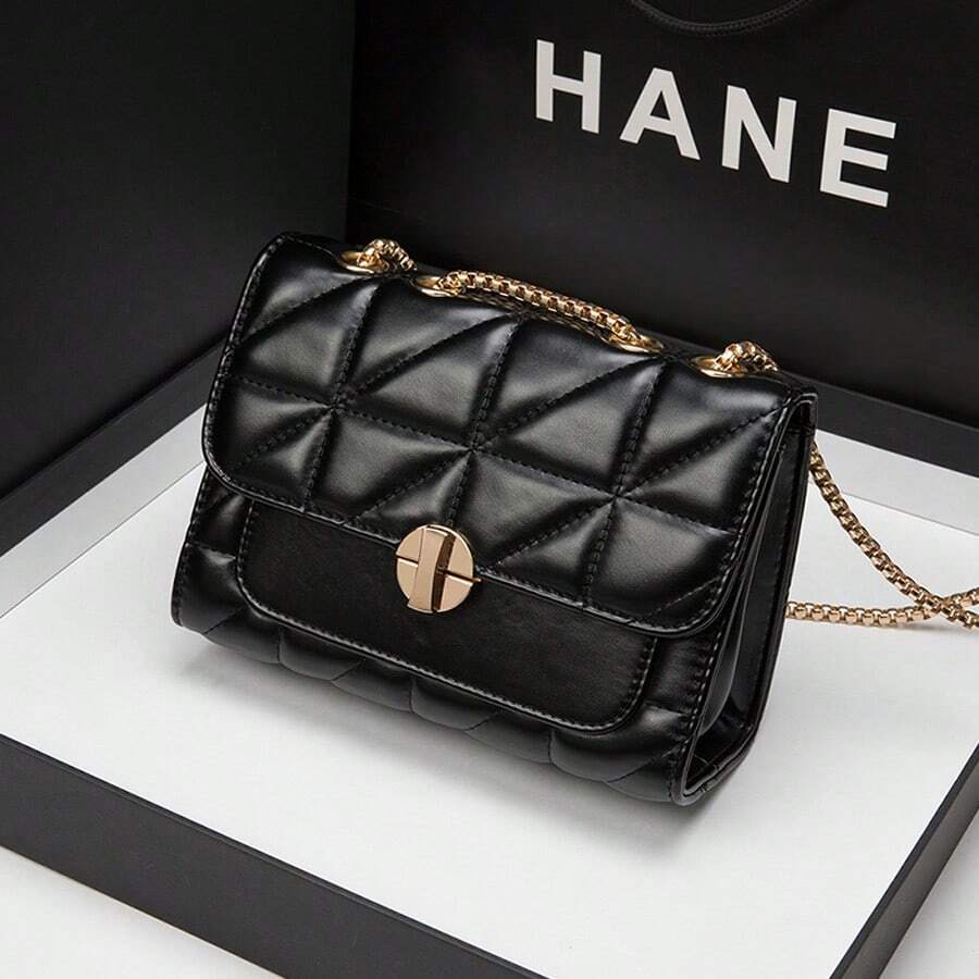 復古經典款手拿包女士手提肩背斜挎鏈帶包 - 黑色 - 查看 1