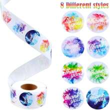 1捲500pcs聖誕節創意貼紙,適用於禮品包裝、信封密封和裝飾,適用於禮品包裝、手工藝品、信封、蛋糕杯和糖果裝飾和贈送,工藝標籤,1英寸(2.5cm) - 彩色 - 查看 2