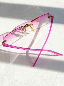 5pcs Rectangular Frameless Gradient Color Fashion Glasses, Simple & Fashionable For Outdoor, Party & Gathering Beach Accessories For Women Glasses Shades Spring Summer Bright Colors
