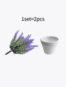 1pc Mini Faux Plant, Purple Artificial Wheat Grass In Pot, Suitable For Home Office Bedroom Bathroom Shelf Greening Decoration, House Ornament - White - View 5