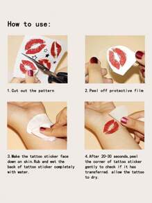 6 件裝黑色字母英文手指/手臂拋棄式防水臨時紋身貼紙 - 黑色 - 查看 5