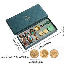 封蠟印章套裝,蠟封印章套裝,3入組蠟封印章,2瓶封蠟顆粒,和1入木柄熔化匙,適用於新年、情人節、日常禮品盒、賀卡、信函蠟封 - 彩色 - 查看 8