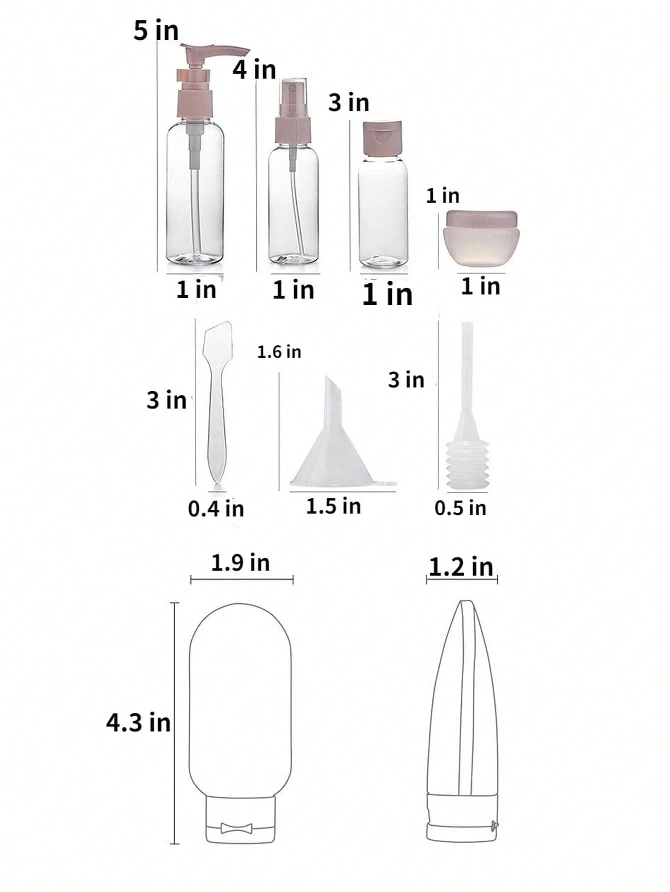 10pcs/set pink pp material travel bottle set, refillable, portable