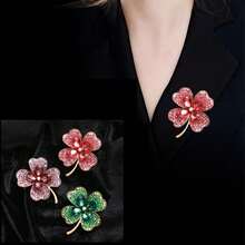 1pc Fashionable And Elegant Clover Flower Sparkling Diamond Brooch, High-End And Exquisite Women'S Suit Jacket Cardigan Personalized Corsage Brooch - Flower Sparkling Diamond Brooch - View 11