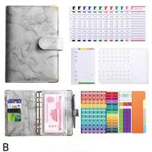 1pc Macaron A6 Pu Leather Loose Leaf Accounting Notebook For Cash Budget, Financial Planning, Budget Planning Notebook With Marble Print Cover And Card Holder - Multicolor - View 5
