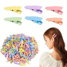 50个装小号鳄鱼夹纯色发夹简约款发夹适合侧发女生可爱发夹 - 淺藍色 - 查看 3