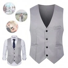 Men Waistcoats - 灰色 - 查看 5