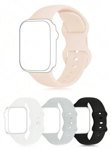 時尚的簡約多色矽膠手錶帶,適用於蘋果手錶 - 彩色 - 查看 1