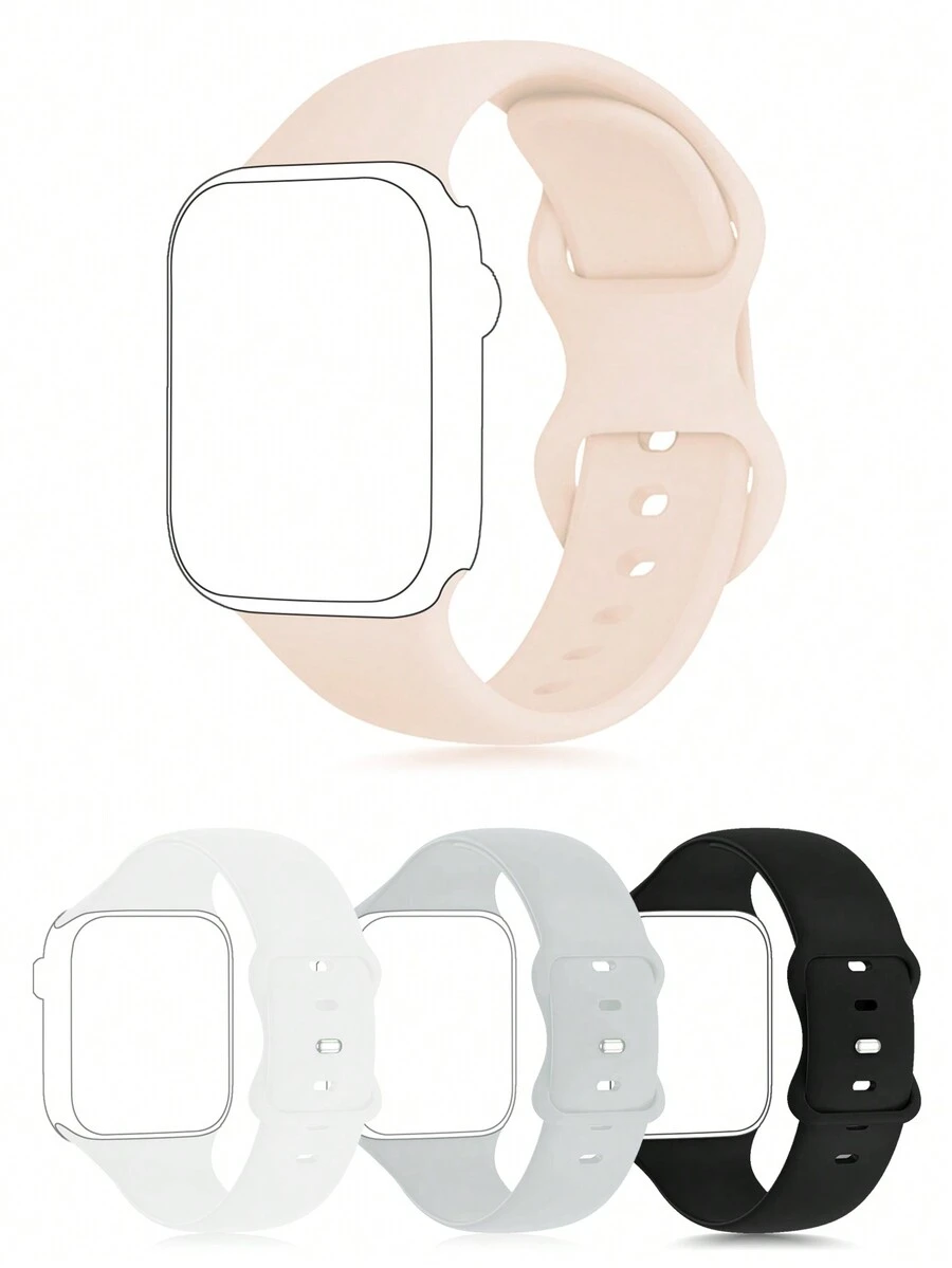 時尚的簡約多色矽膠手錶帶,適用於蘋果手錶 - 彩色 - 查看 1