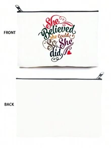 1入女性靈感引用化妝包-旅行化妝品收納袋-啟發禮物-她相信她能做到,所以她做到了 - 彩色 - 查看 7