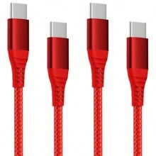 Eettvekd 2包 60w USB-C 轉 USB-C 纜，3ft 或 6ft 快速充電 C-C 纜，適用於 iPhone 15/Plus/15 Pro/Pro Max、三星 Galaxy S23 S22 S21、Macbook Air/Pro13 等等（紅色） - 紅色 - 查看 1