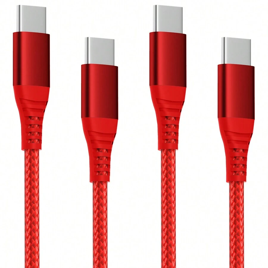 Eettvekd 2包 60w USB-C 轉 USB-C 纜，3ft 或 6ft 快速充電 C-C 纜，適用於 iPhone 15/Plus/15 Pro/Pro Max、三星 Galaxy S23 S22 S21、Macbook Air/Pro13 等等（紅色） - 紅色 - 查看 1